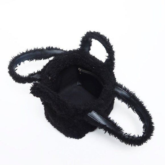 Balenciaga Everyday 2.0 2-way fur boa handbag, black, WS12056